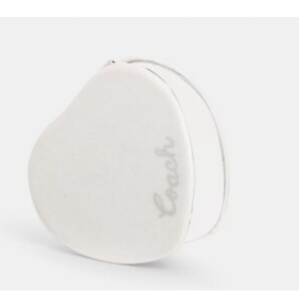 Coach, NIP, Women's, Compact Glitter Heart Mirror, Color White